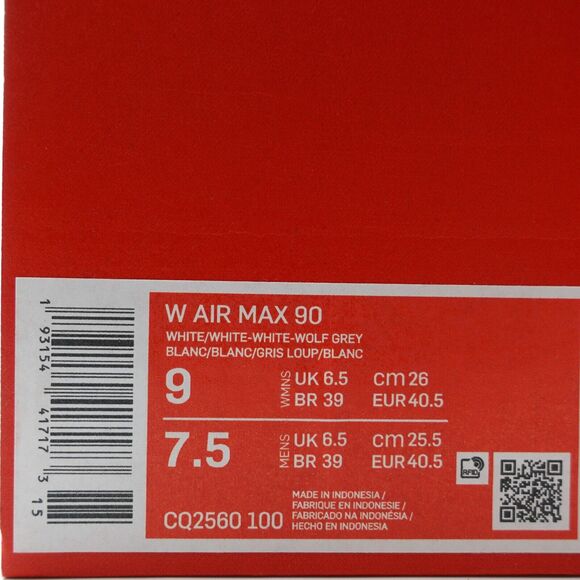 Nike Air Max 90 Triple White Sneakers CQ2560-100 Womens Size 9 - Picture 11 of 11